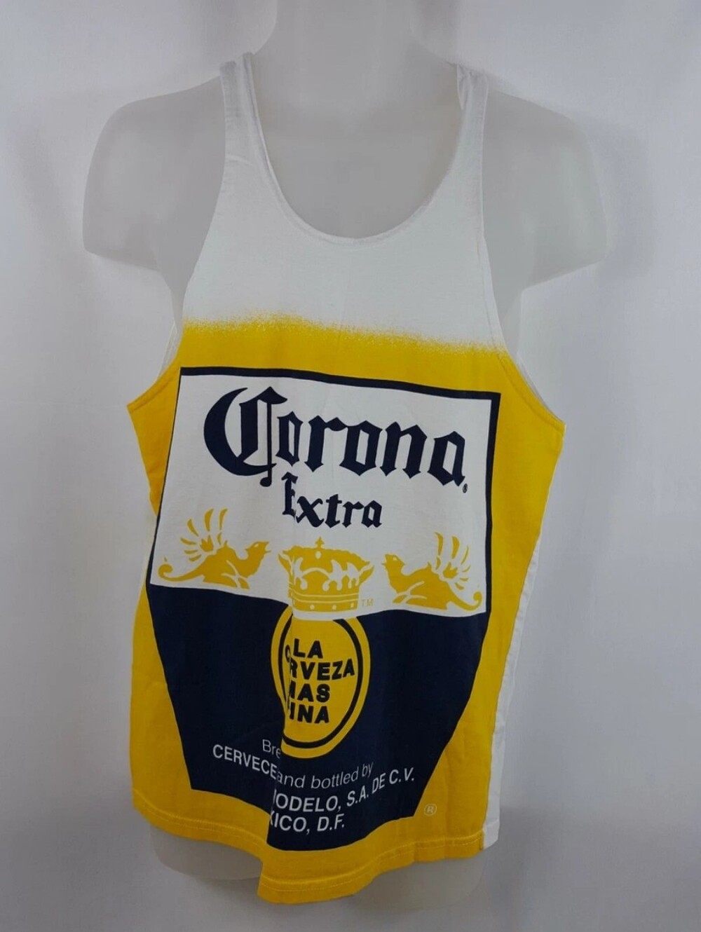 Corona Extra Beer Muscle Shirt Mexico Sleeveless White Tank Top Mens Medium
